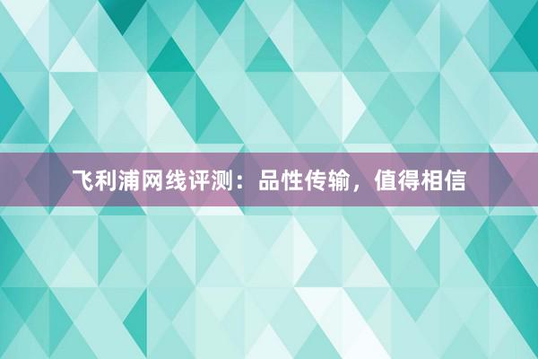 飞利浦网线评测：品性传输，值得相信